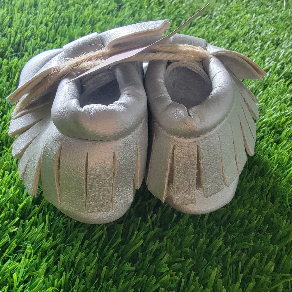 Baby Moccasins Metalic Silver 3-6 months
